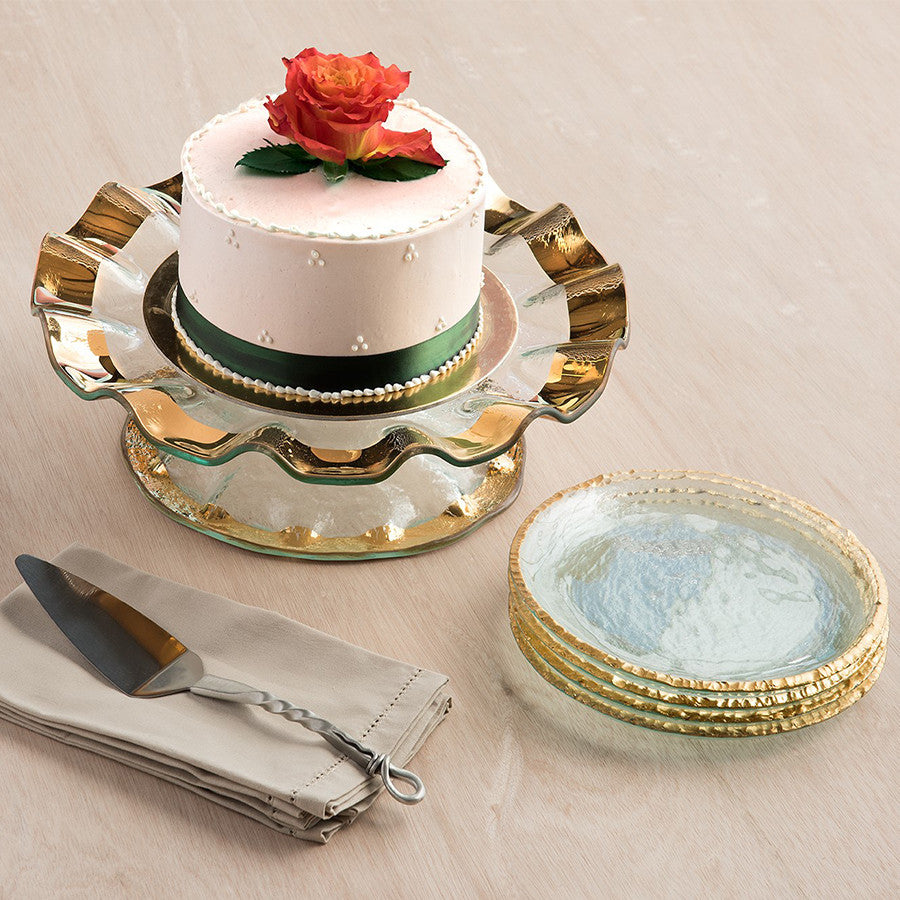 Handmade Glass Square Pedestal Cake Stands | Edgey by Annieglass